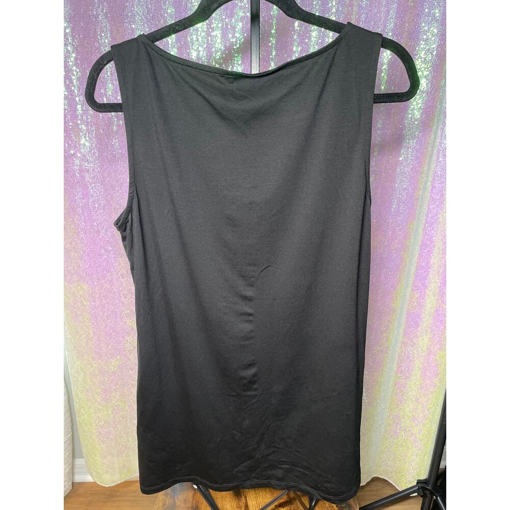 Eileen Fisher Womens Tank Top Small Black Boat Neck Solid Minimalist Step Hem - Picture 4 of 5